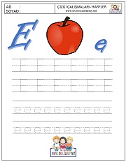 e harfi çizgi çalışması